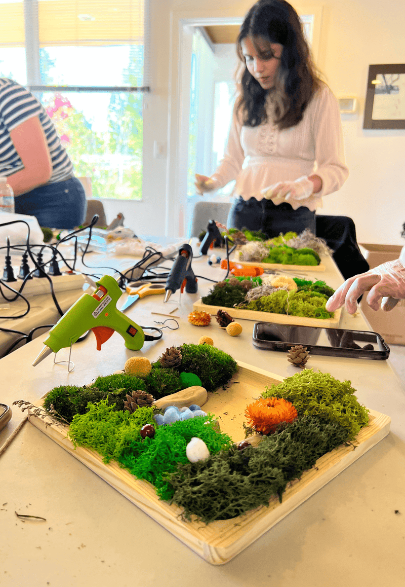 Arts & Craft Class New York, birthday activity, date idea nyc, team building NYC, Create Moss Wall Art - KraftStories