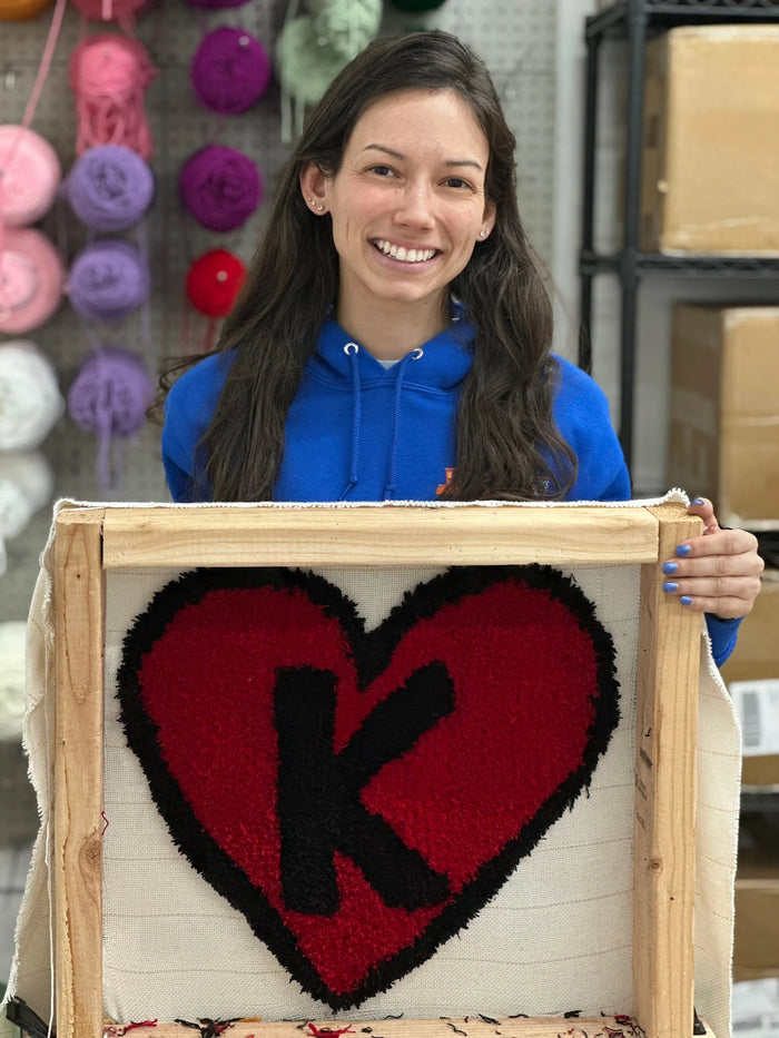 Colorful custom tufted rugs made in our Texas rug tufting class