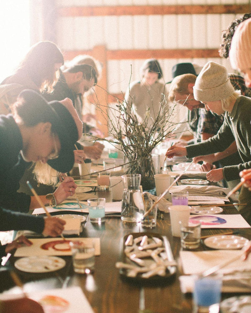 A weekend birthday group enjoys a private workshop session at KraftStories in New York City.