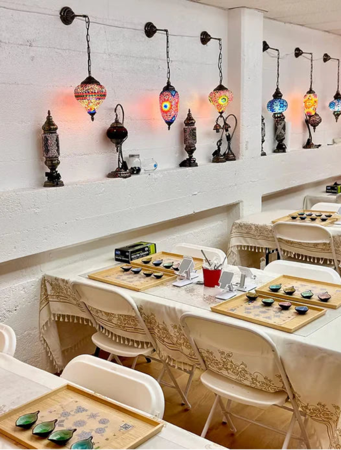 Bright and organized office area ready for a creative event.