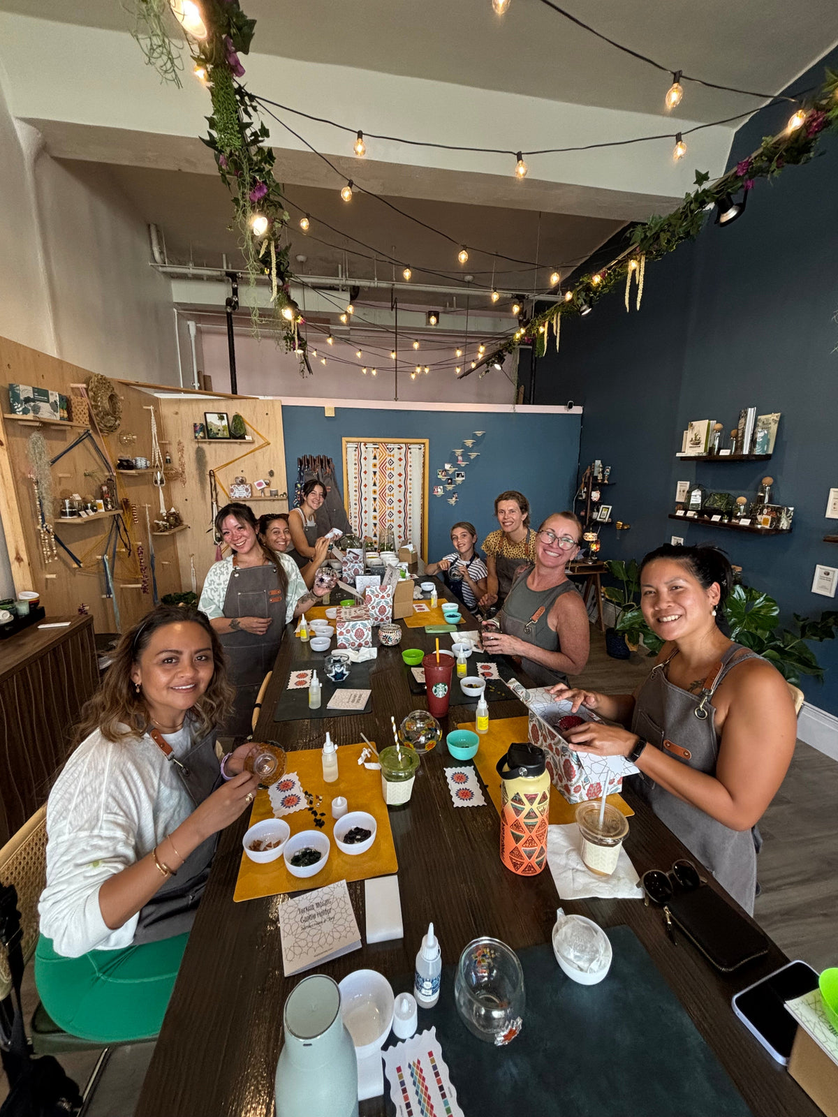 girls night out making mosaic candle holders at KraftStories Hawaii