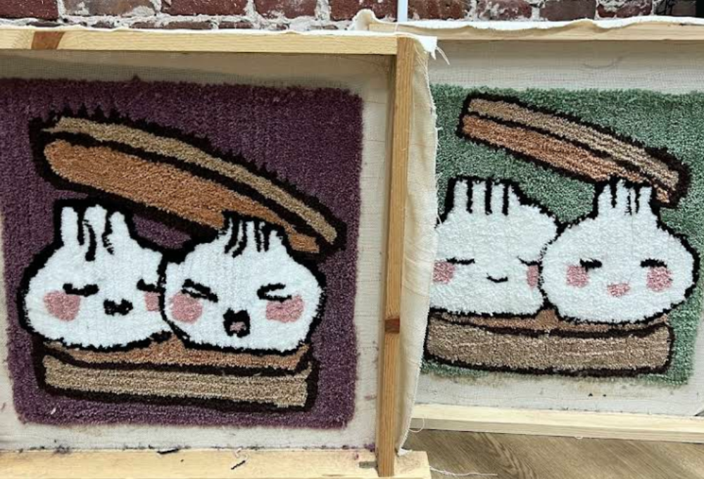 couple rug tufting work