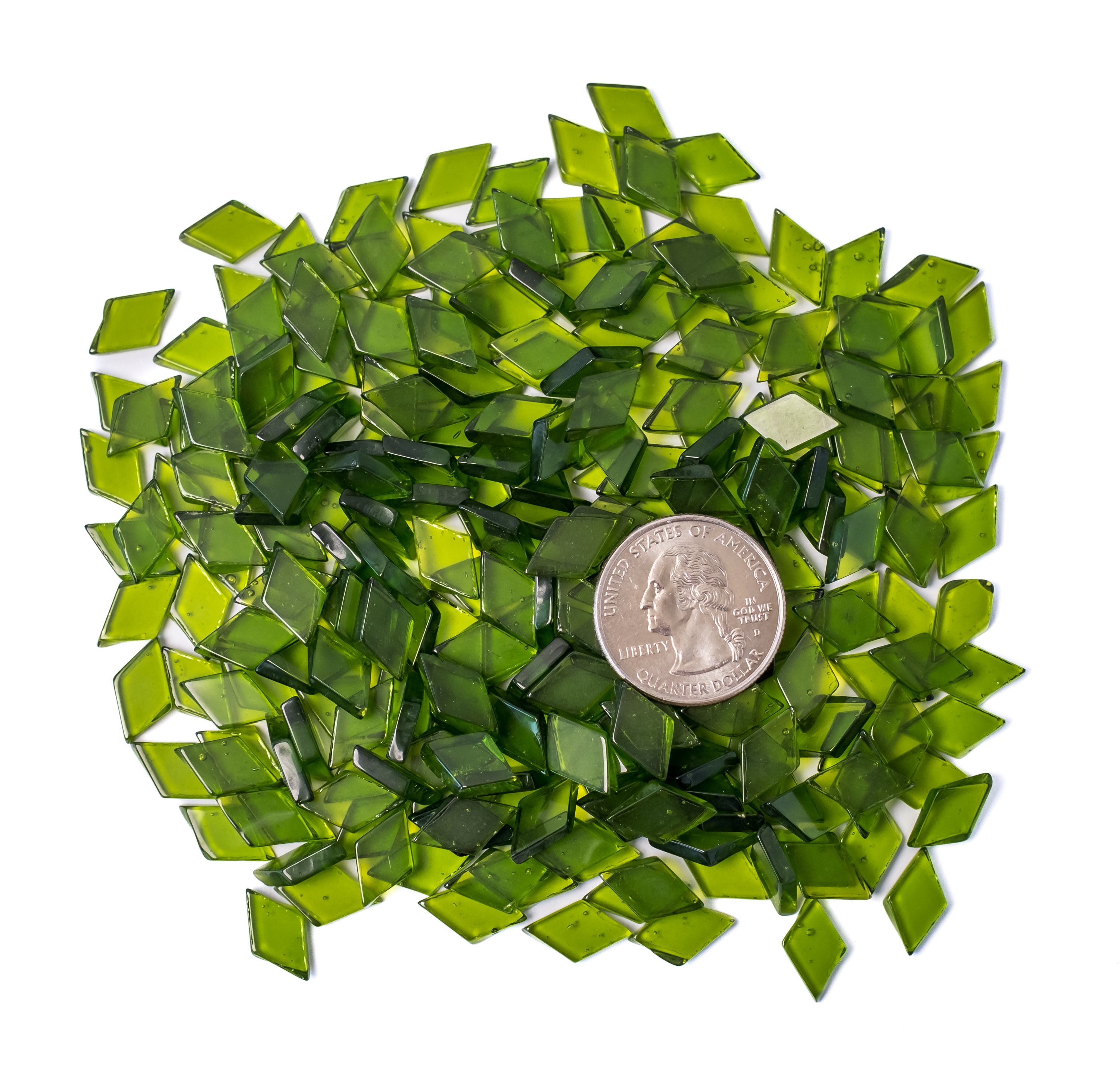 Light green glass mosaic tiles for crafts | Diamond shape
