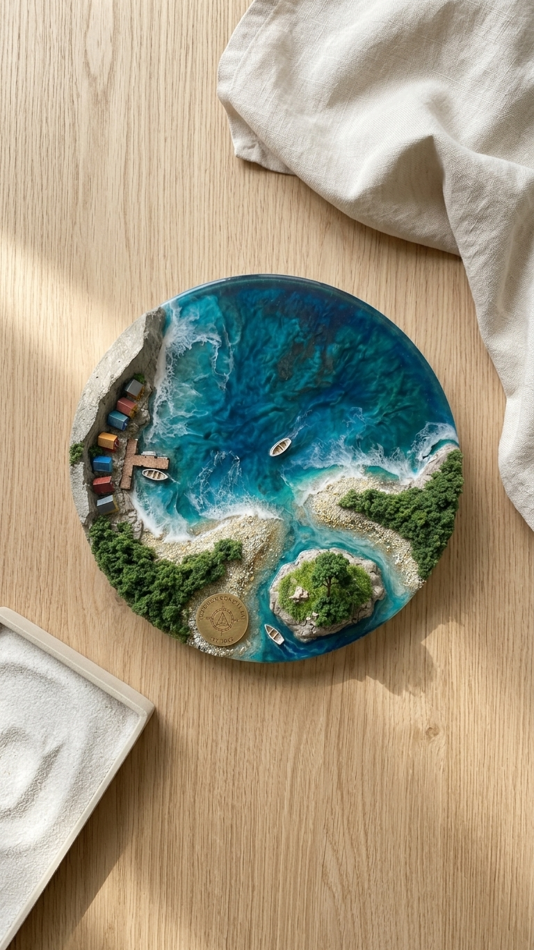 Virtual team building event, Ocean Resin Art Workshop - KraftStories