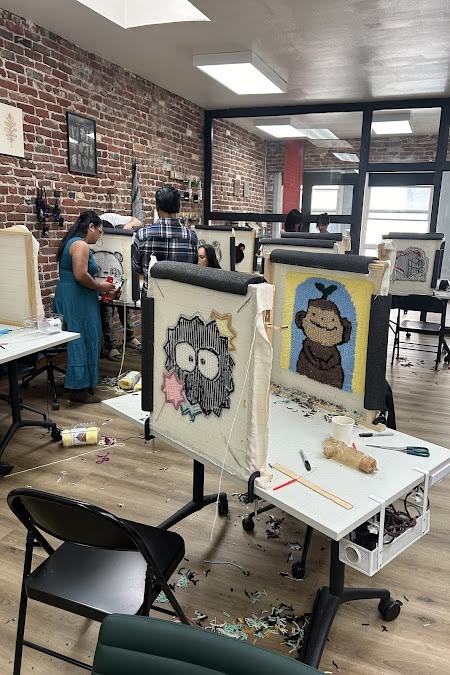 rugs during tufting workshop in bay area studio