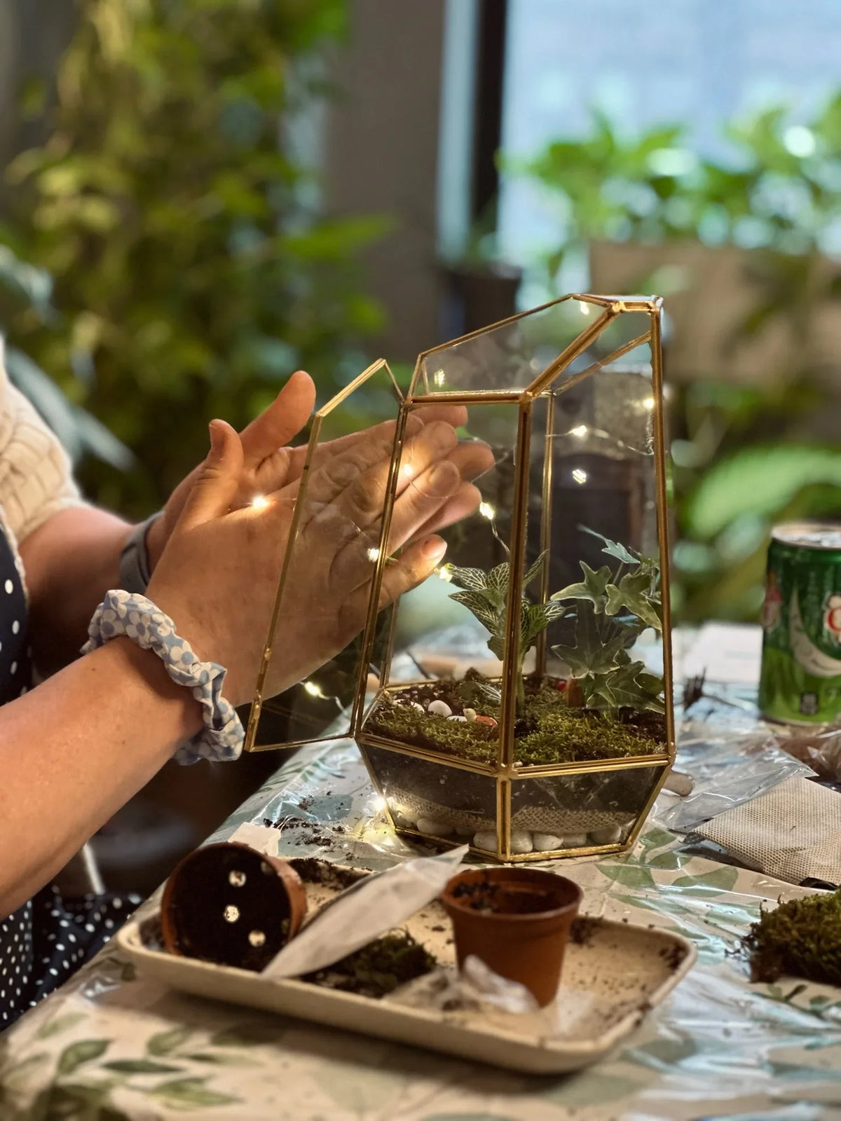 Arts & Craft Class NYC, birthday party activity, fancy date idea, team building nyc, Sip & Make a Terrarium - KraftStories