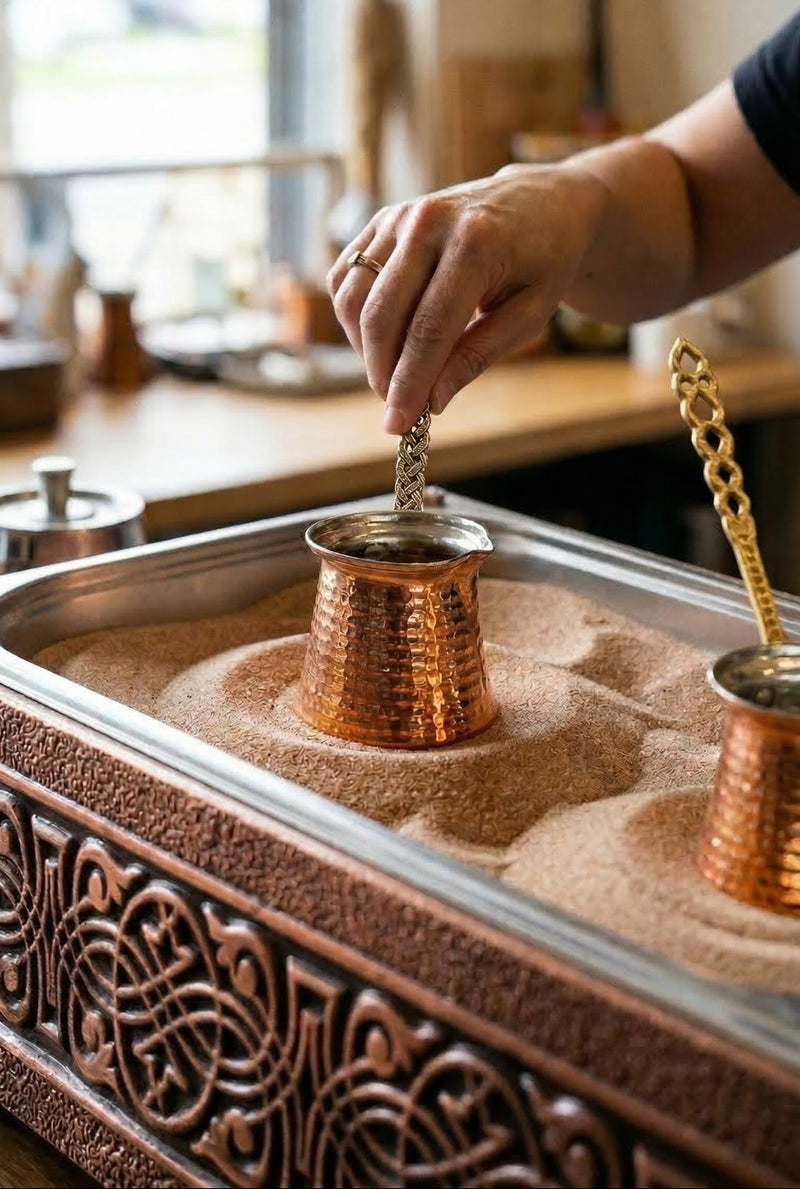 traditional ritual of making Turkish coffee