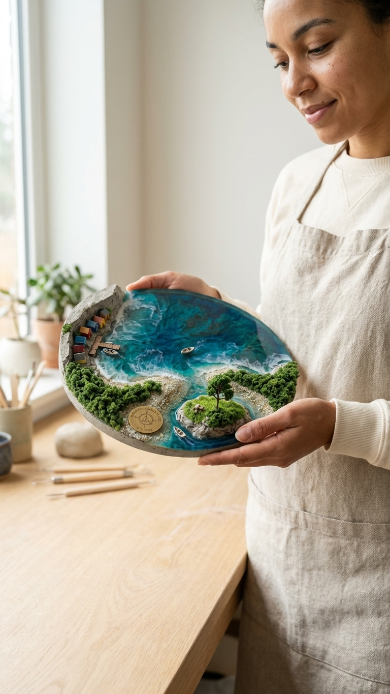 Virtual team building event, Ocean Resin Art Workshop - KraftStories