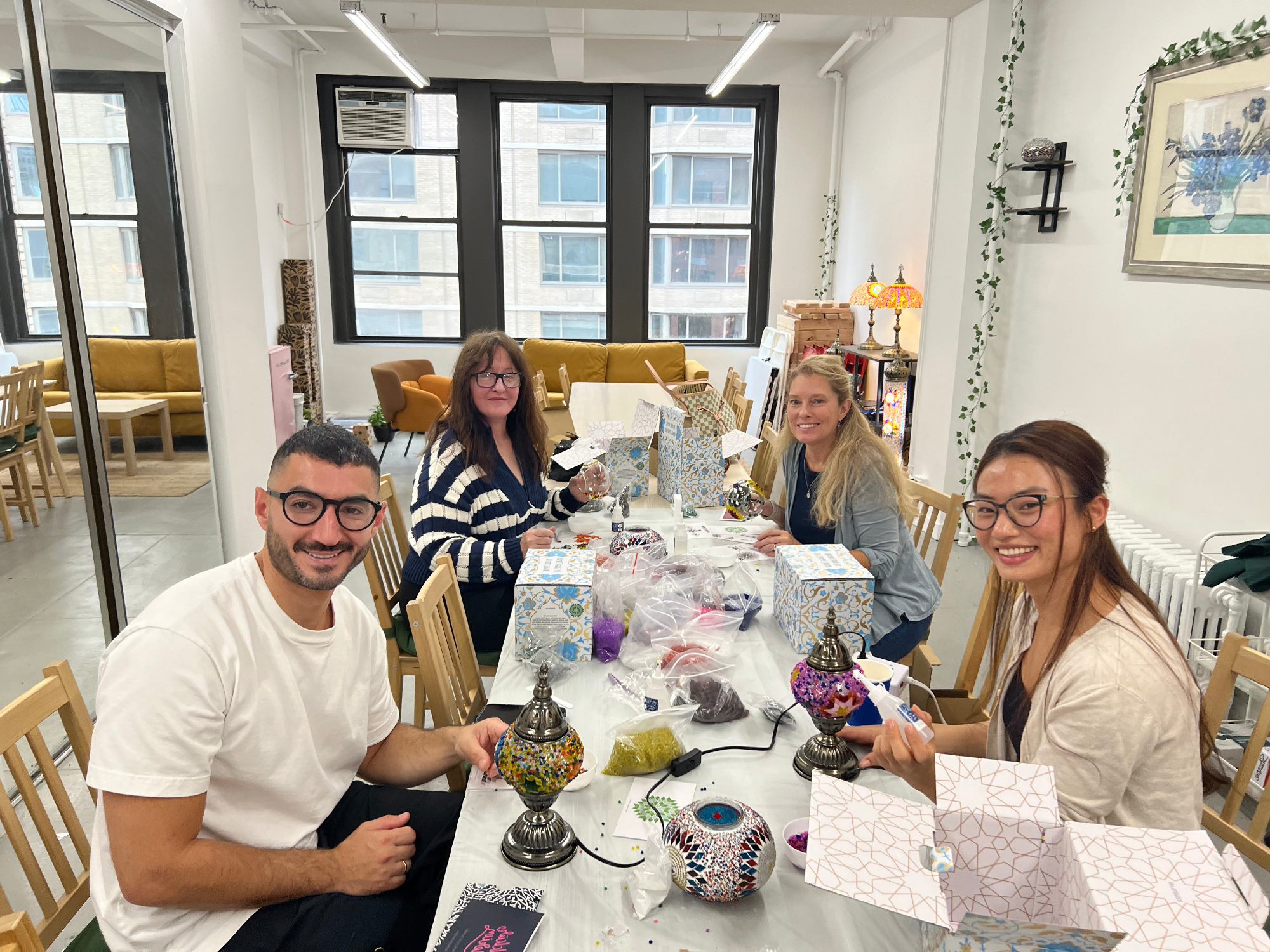 Guests making things together at the KraftStories craft studio in New York City