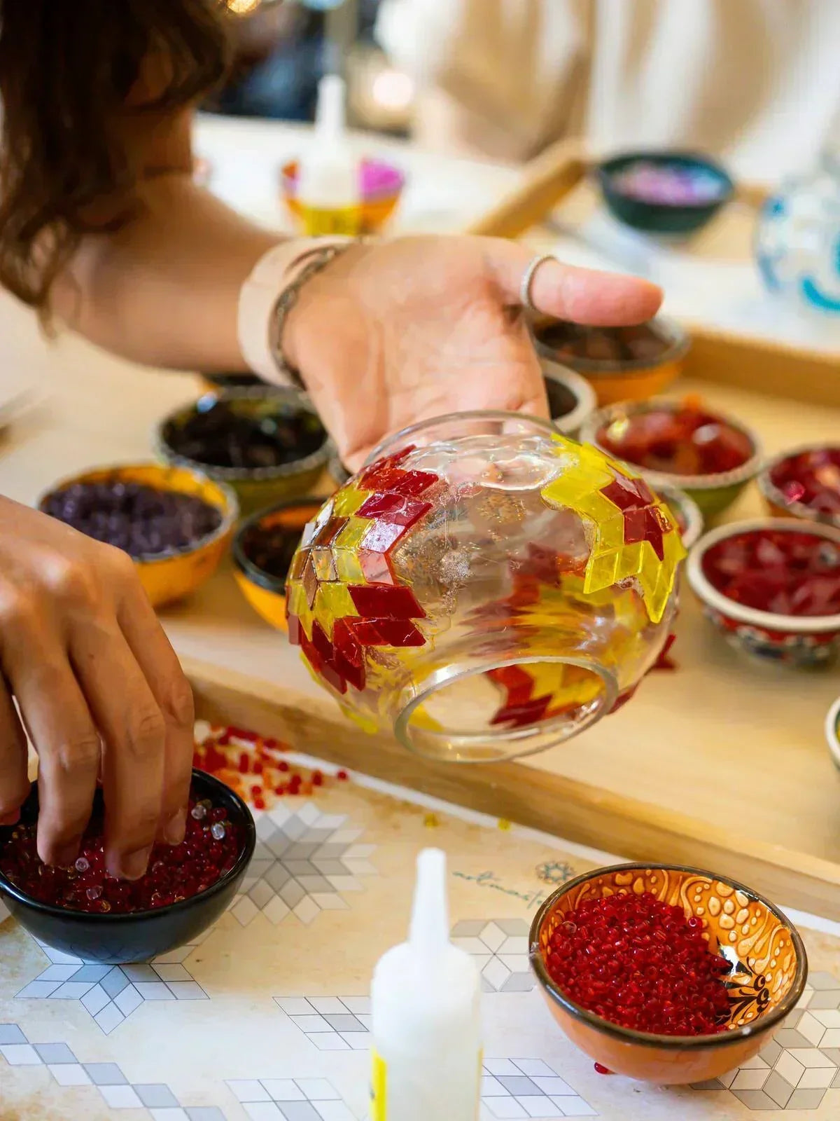 Virtual team building event, Online Turkish Mosaic Lamp Workshop - KraftStories