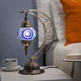 A decorative Turkish mosaic lamp with a colorful glass globe and an intricate metal stand, highlighting the artistic and cultural elements of this handcrafted product. Turkish Mosaic Lamp Kits, Employee Appreciation Gifts, Gifts Under $100, Corporate Branded Gifts, Gifts for Grandma, Craft Kits for Adults