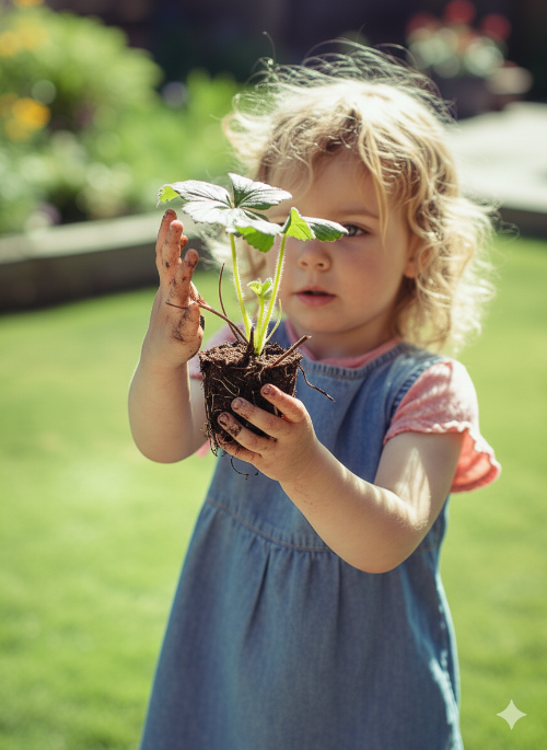 Children Holding Plant 
