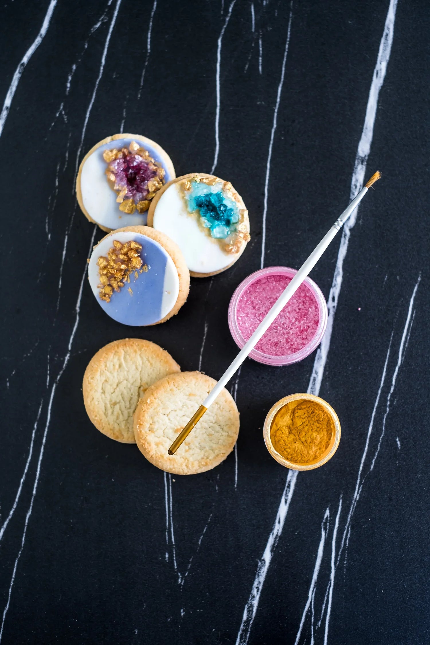 virtual baking class for team building event. Italian baker teaches geode cookies an edible art.