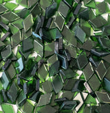 Dark green glass mosaic tiles for crafts in diamond shape