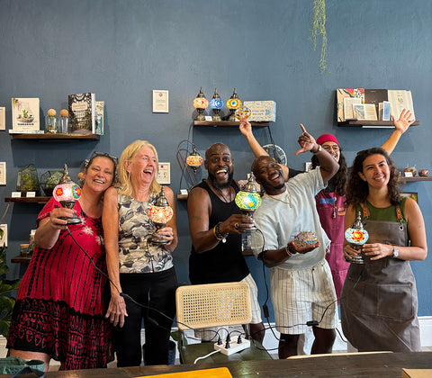 Arts & Craft Class, birthday party activity, date, team building, Turkish Mosaic Lamp Workshop Honolulu - KraftStories