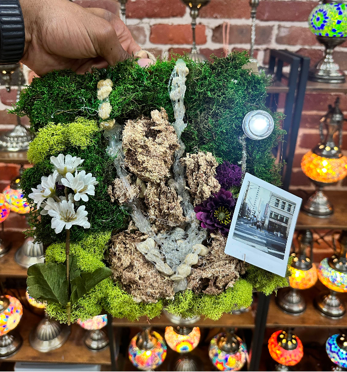 Handmade green moss wall art