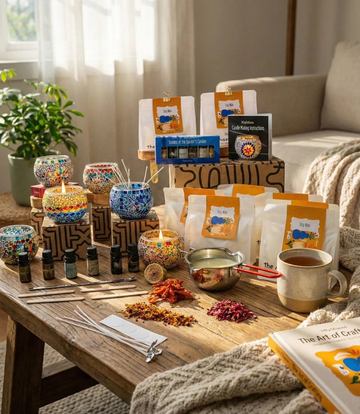 Candle Making Kit with Turkish Mosaic Candle Holders - KraftStories