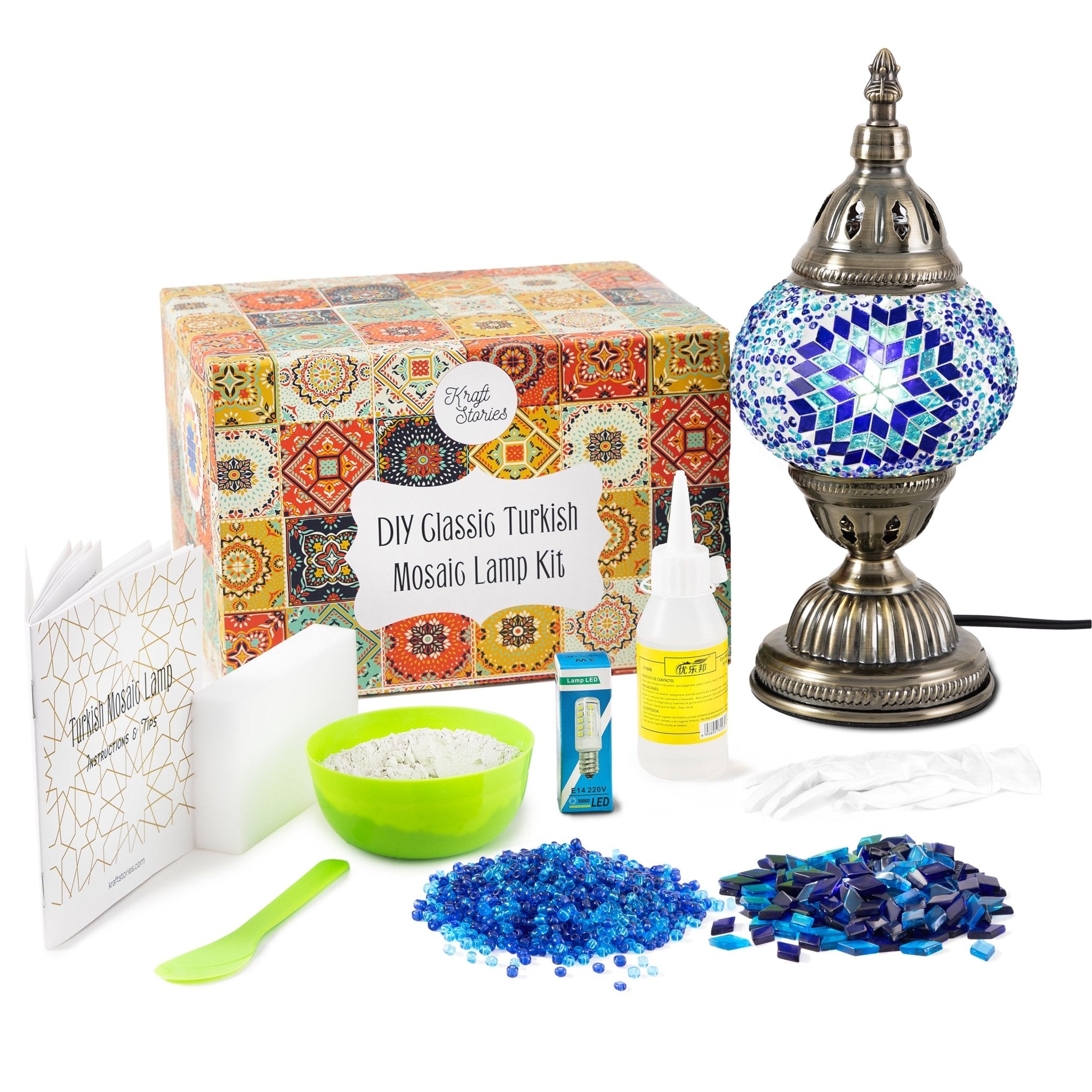 DIY Mosaic Lamp Kit with Colorful Glass Pieces and Turkish Inspired Design, Wholesale Turkish Mosaic Lamp Kits | DIY Craft Supplies