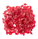 Red glass mosaic tiles for crafts, featuring diamond shapes.