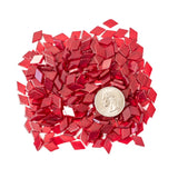 Vibrant red diamond-shaped mosaic tiles for crafting unique projects.