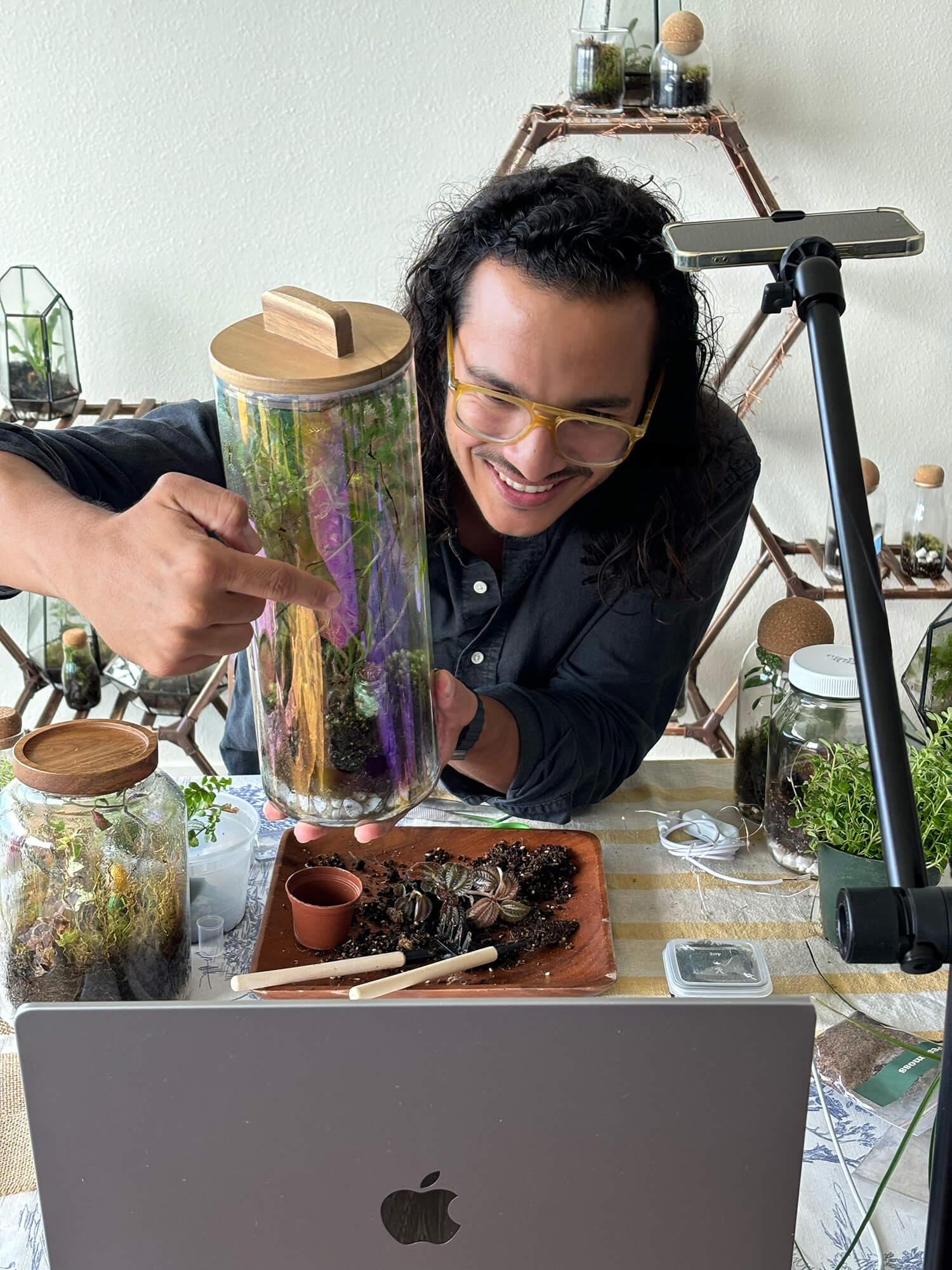 Virtual team building event for global teams, private bookings, Self Sustaining Terrarium Workshop - KraftStories