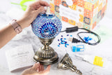 Turkish mosaic lamp workshop with blue pattern