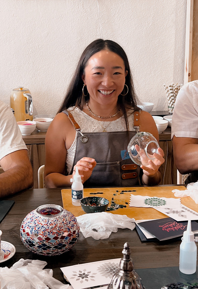 Arts & Craft Class, birthday party activity, date, team building, Turkish Mosaic Lamp Workshop Honolulu - KraftStories