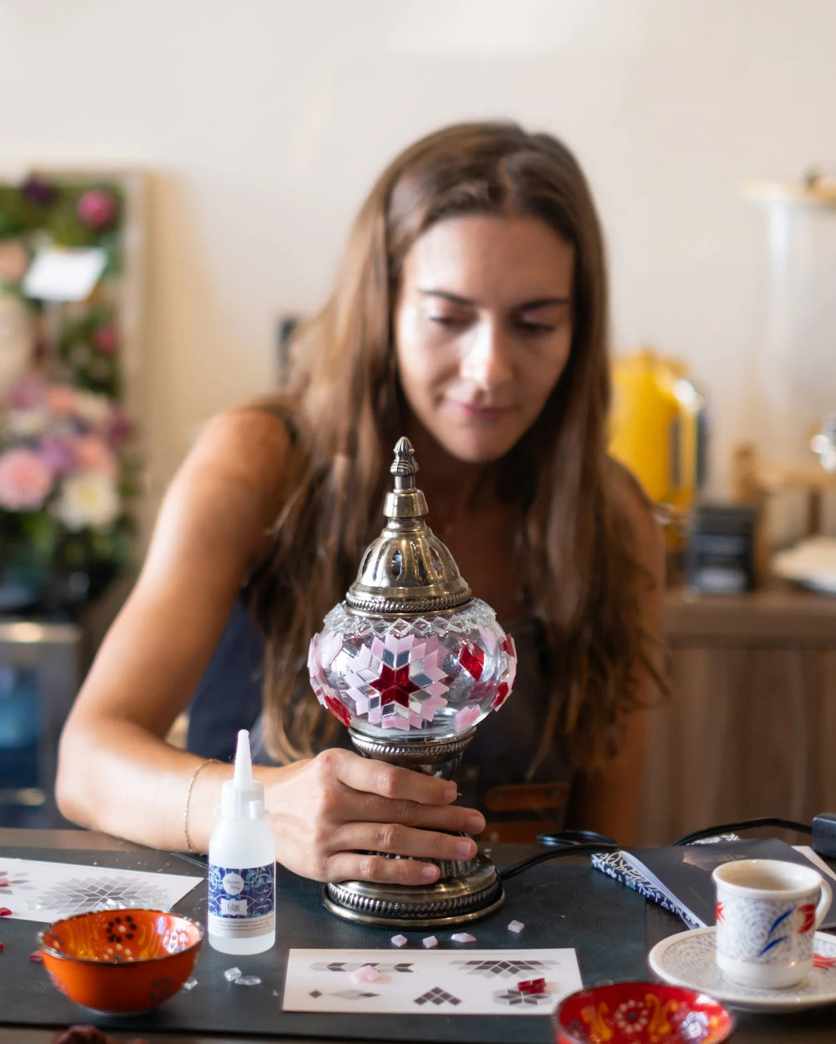 Arts & Craft Class, birthday party activity, date, team building, Turkish Mosaic Lamp Workshop Honolulu - KraftStories