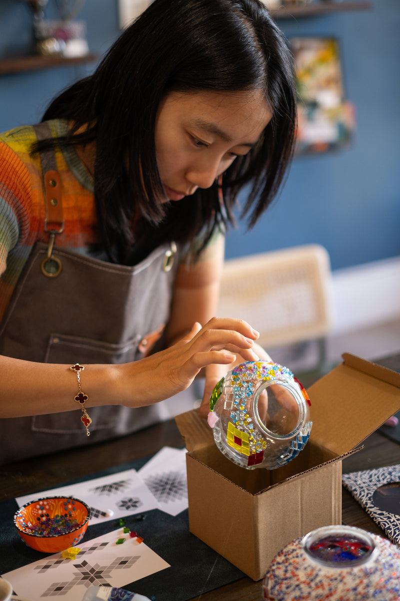 Arts & Craft Class, birthday party activity, date, team building, Turkish Mosaic Lamp Workshop Honolulu - KraftStories