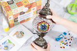 Colorful mosaic lamp with intricate glass pieces, showcasing traditional Turkish craftsmanship and design, Wholesale Turkish Mosaic Lamp Kits | DIY Craft Supplies