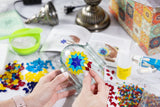 Colorful DIY mosaic craft project with decorative Turkish-inspired glass lamp kit.