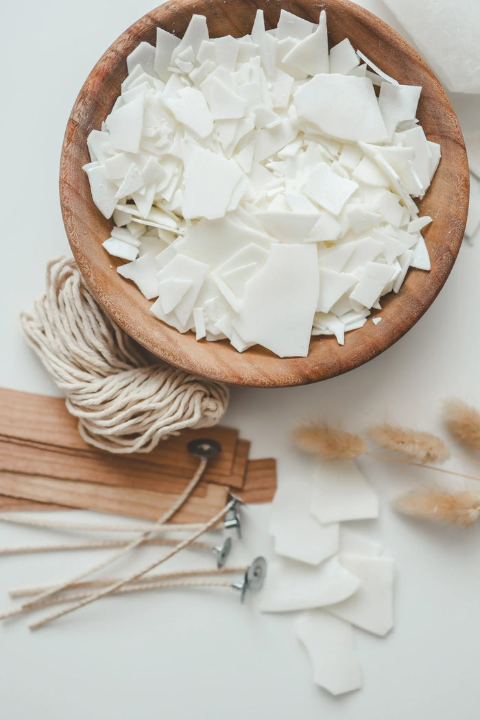Melted soy candle wax preparation - Texas candle making class