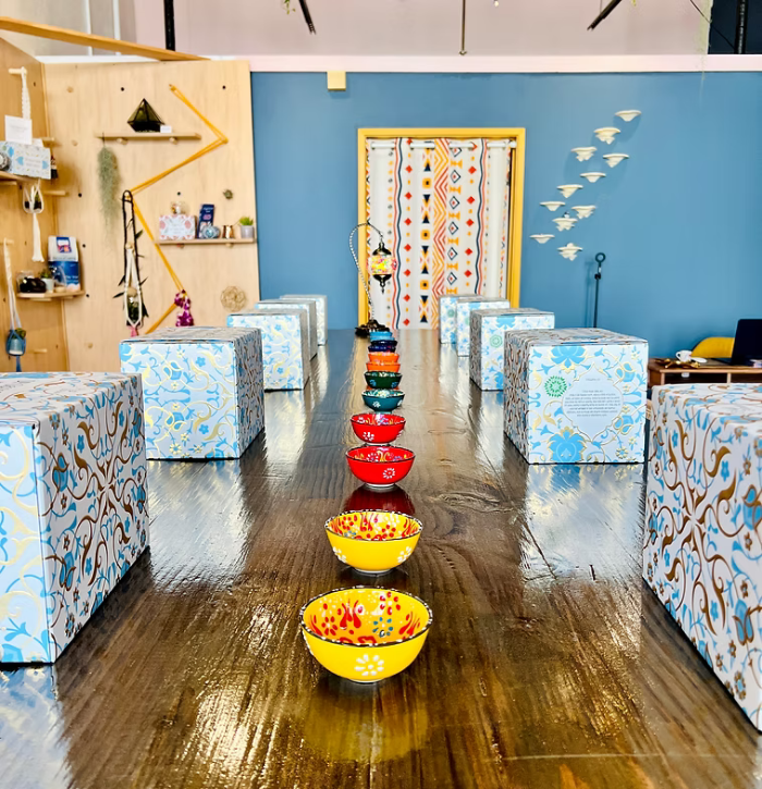 working in art studio