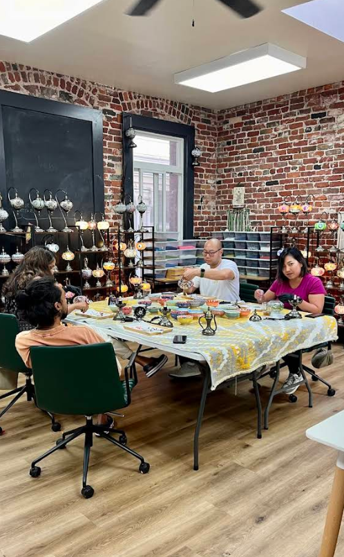 working in art studio