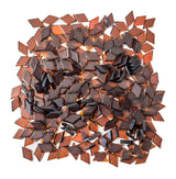 Dark brown mosaic tiles in a geometric diamond shape pattern.