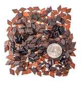 Hand cut dark brown glass mosaic tiles for crafts, diamond shaped