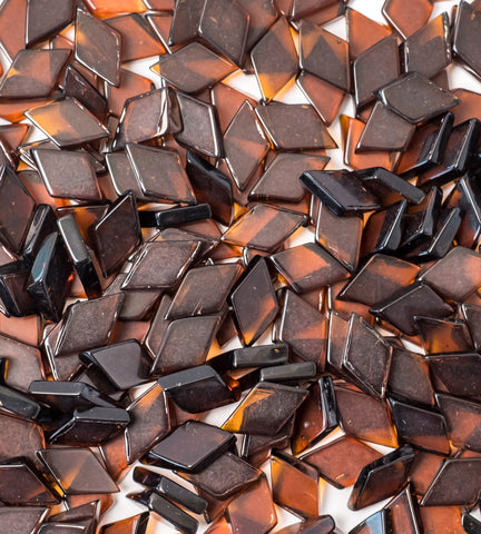 Dark Brown Glass Mosaic Tiles for Crafts | Diamond Shape