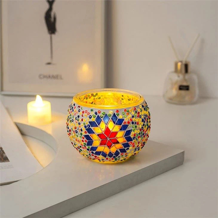 DIY mosaic candle holder making workshop in NYC.