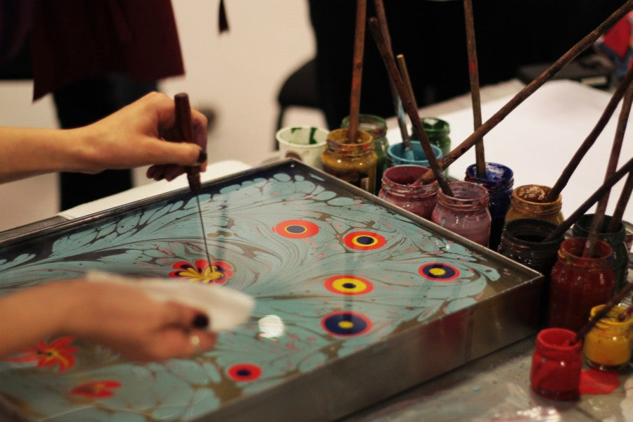 Ebru Turkish paper marbling — live virtual workshop