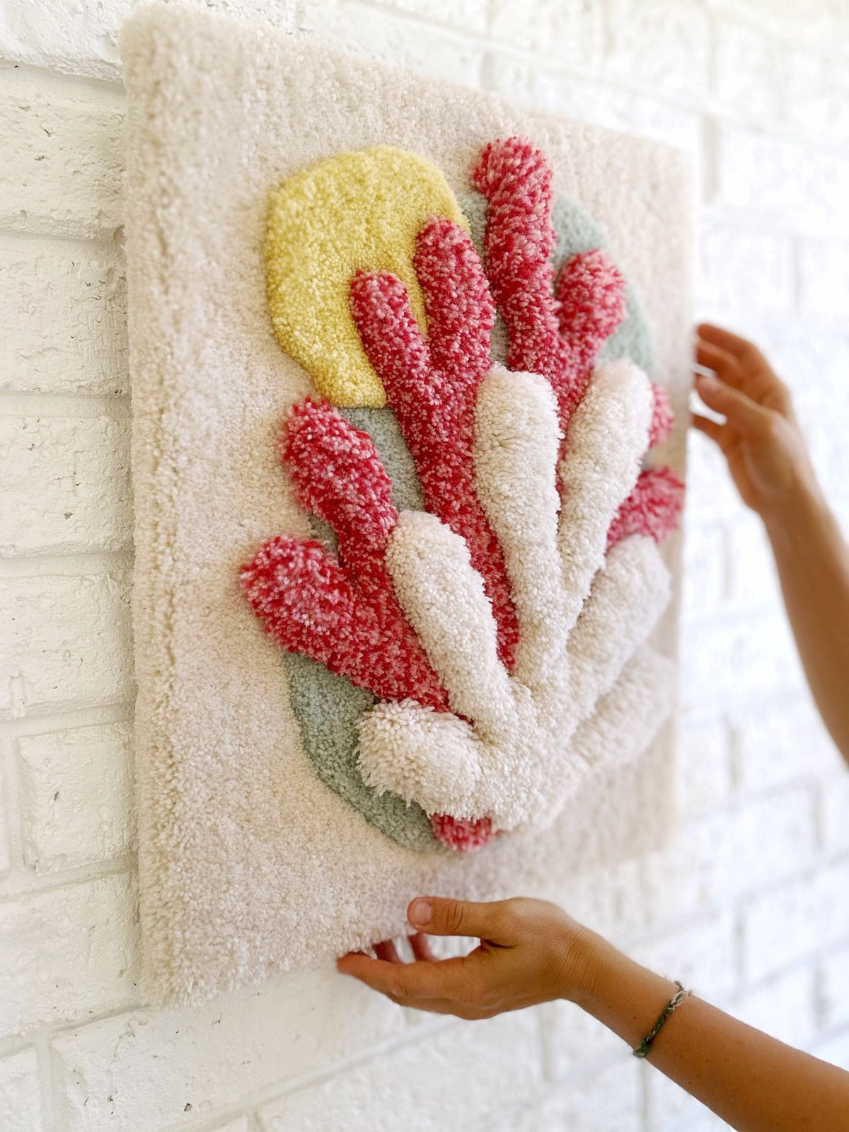 Colorful handmade tufted wall art