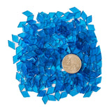 Light blue glass mosaic tiles in a diamond shape, perfect for crafting and decorative projects.