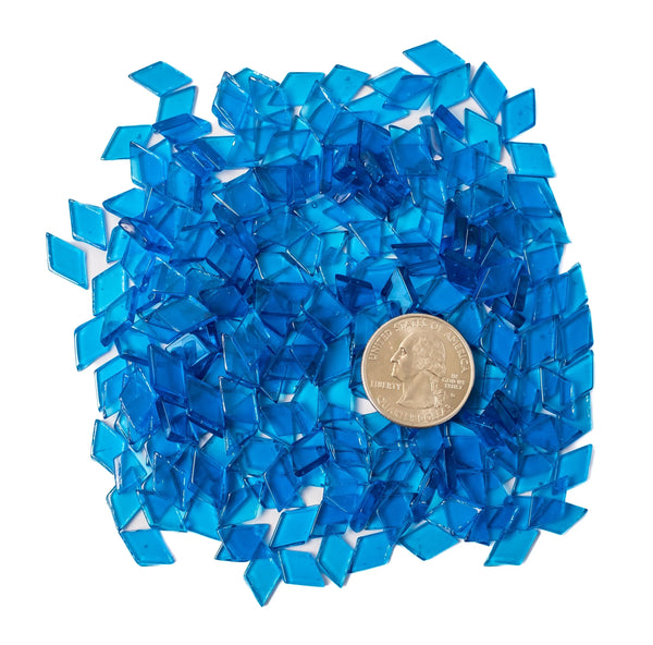 Light Blue Glass Mosaic Tiles for Crafts | Diamond Shape hover