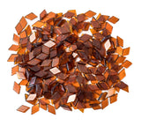 Light brown glass mosaic tiles in diamond shape for a variety of crafting projects.