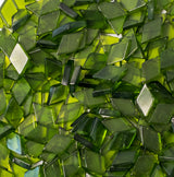 Light green diamond shaped glass mosaic tiles for crafting projects.