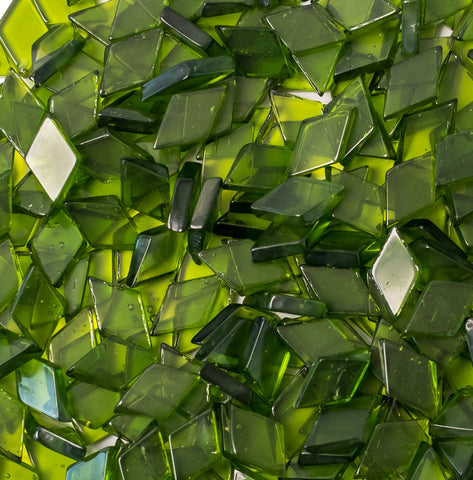 Light Green Glass Mosaic Tiles for Crafts | Diamond Shape