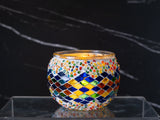 Colorful mosaic candle holder with intricate diamond and square pattern, Arts and Crafts, Craft Kit, Wholesale Turkish Mosaic Lamp Kits | DIY Craft Supplies