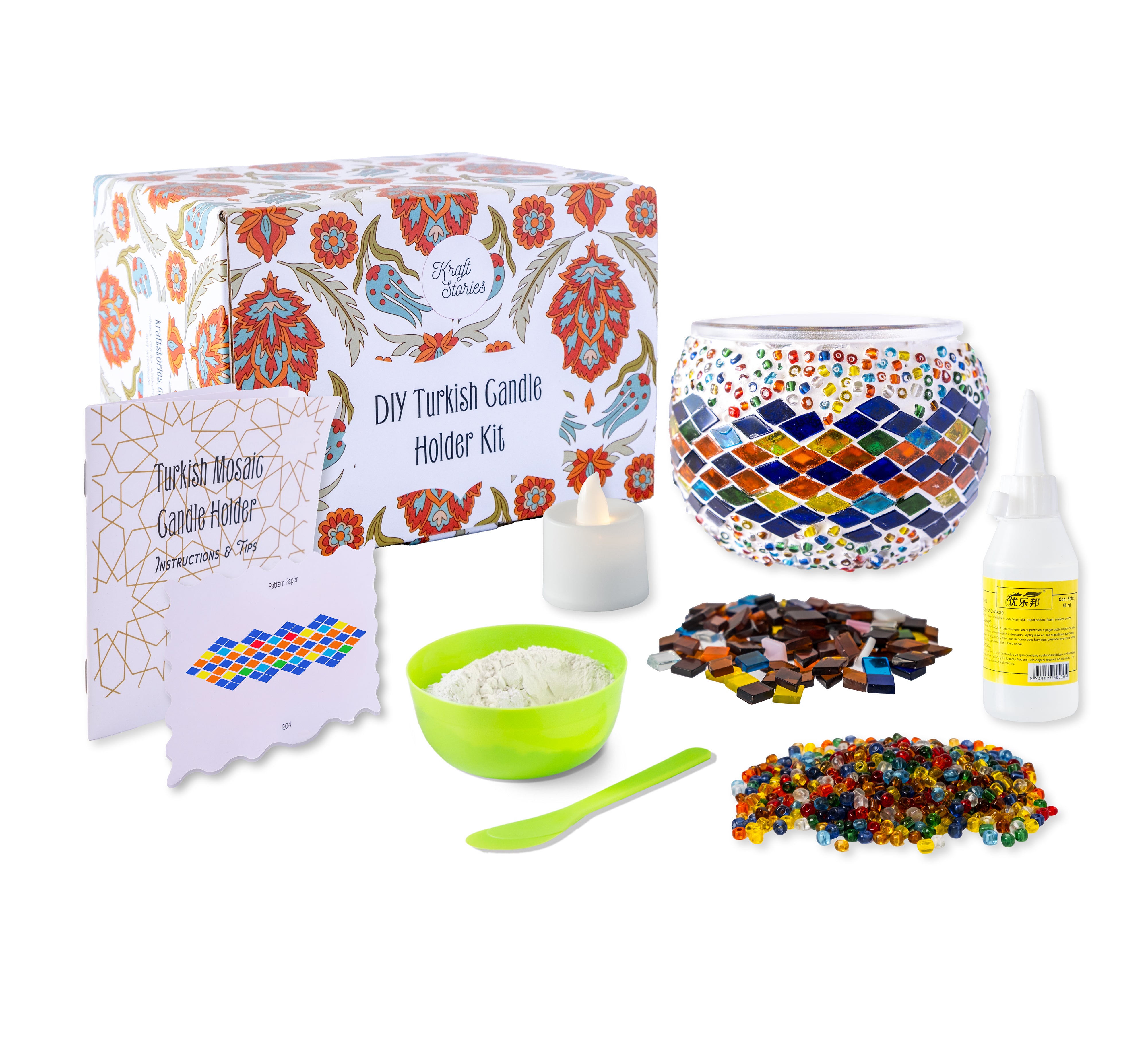 DIY Turkish Mosaic Candle Holder Kit | Arts and Crafts Craft Supplies, Wholesale Turkish Mosaic Lamp Kits | DIY Craft Supplies