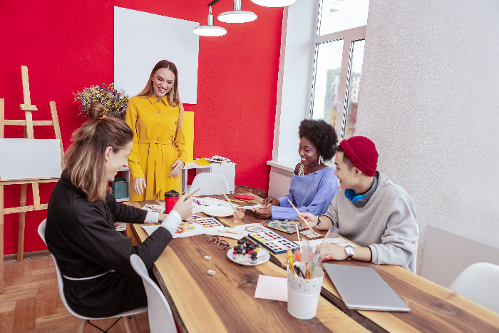Cozy creative studio space for team events in Midtown Manhattan.