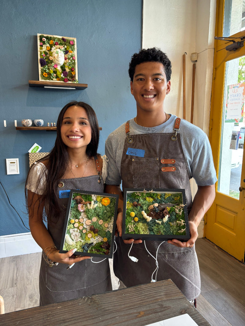 Moss wall art workshop for the perfect date at KraftStories Hawaii
