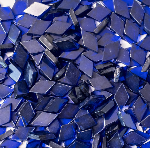 Navy Blue Glass Mosaic Tiles for Crafts | Diamond Shape